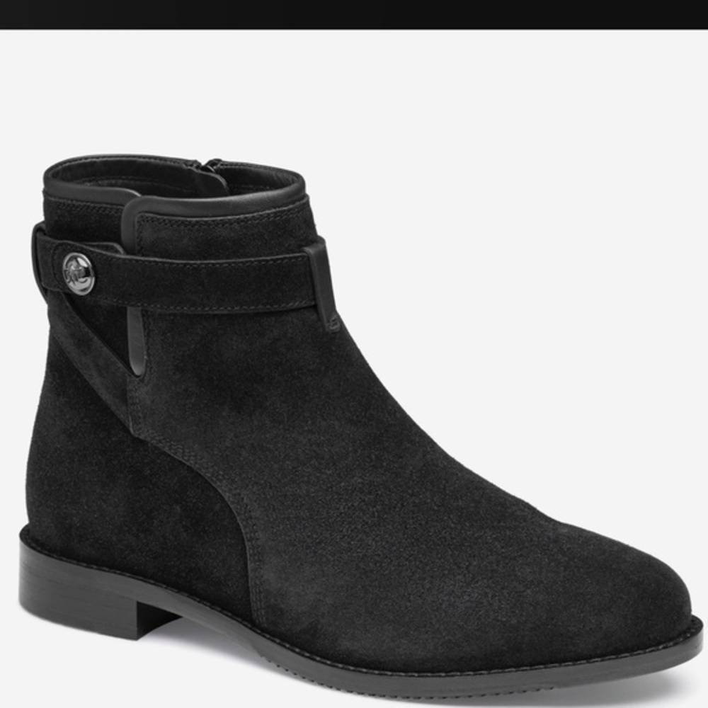 ▶️ Johnston & Murphy ◀️ Darby Snap Bootie All Leather Black Suede Women’s 8
